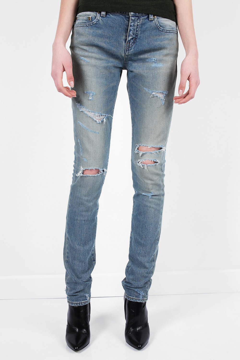 蓝色Distressed Slim-Fit Jeans Saint Laurent - Vitkac 中国
